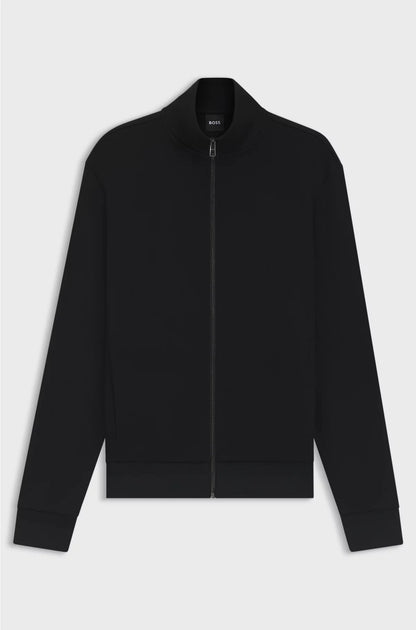 Zip-up sweatshirt in mercerised stretch-cotton pique