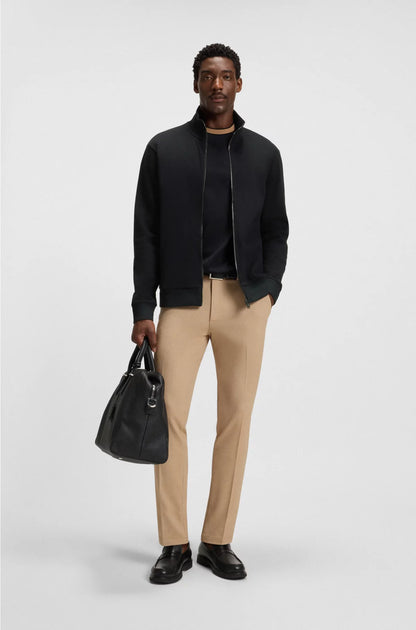 Zip-up sweatshirt in mercerised stretch-cotton pique