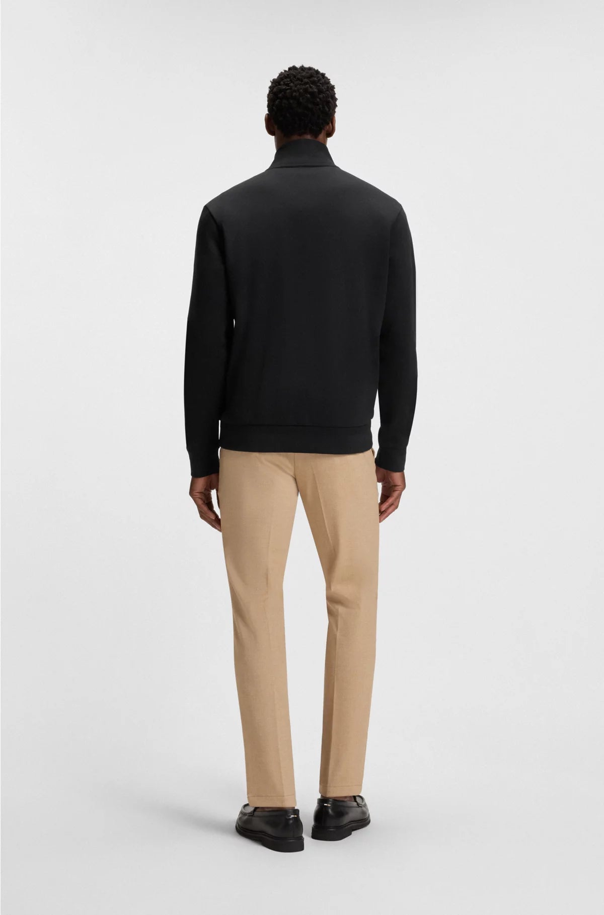 Zip-up sweatshirt in mercerised stretch-cotton pique
