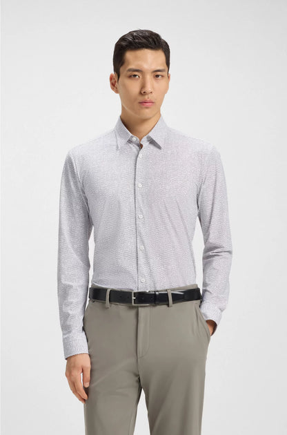 Slim-fit shirt in printed performance-stretch jersey