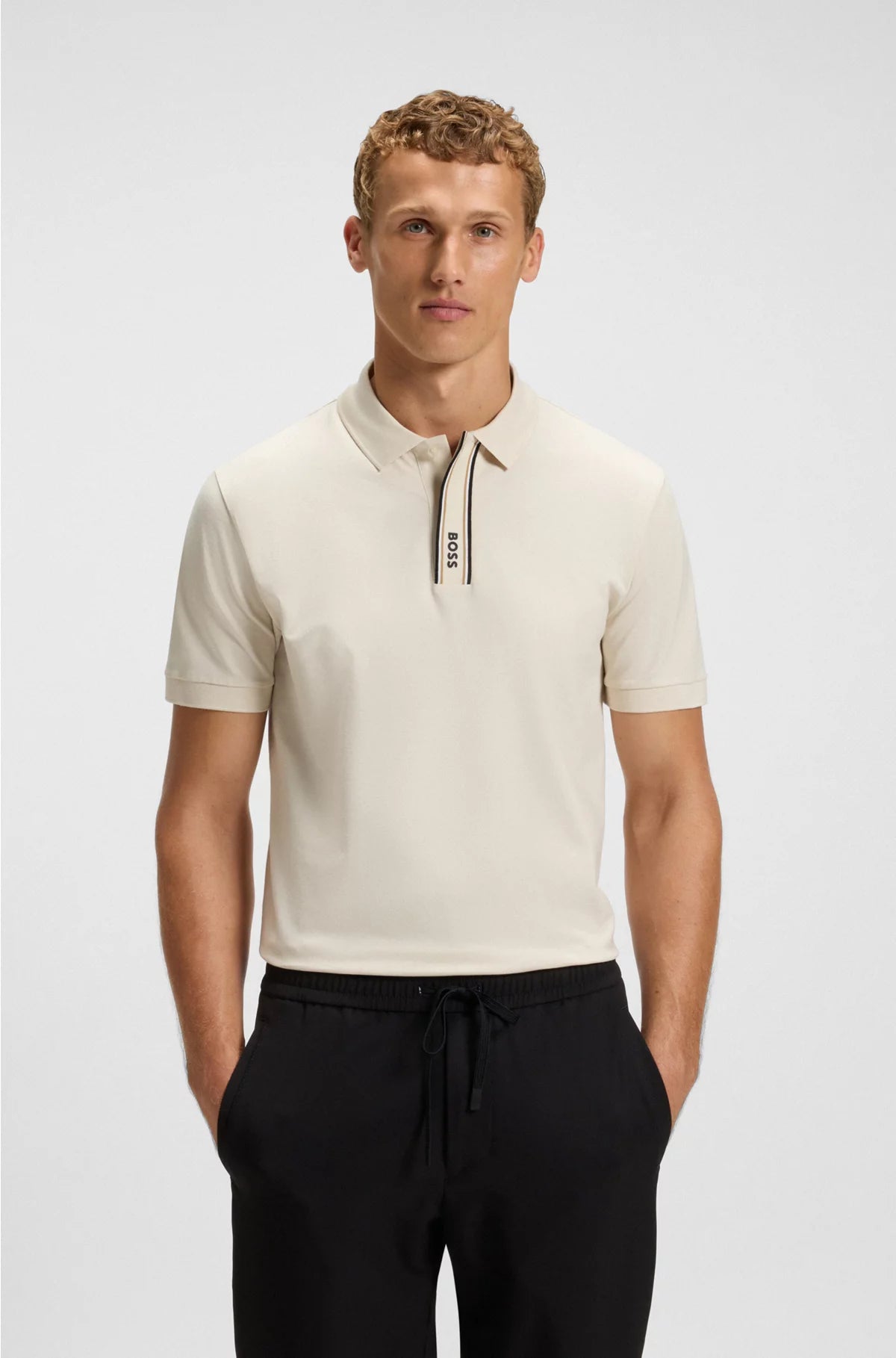 Paddy polo shirt with striped placket and logo