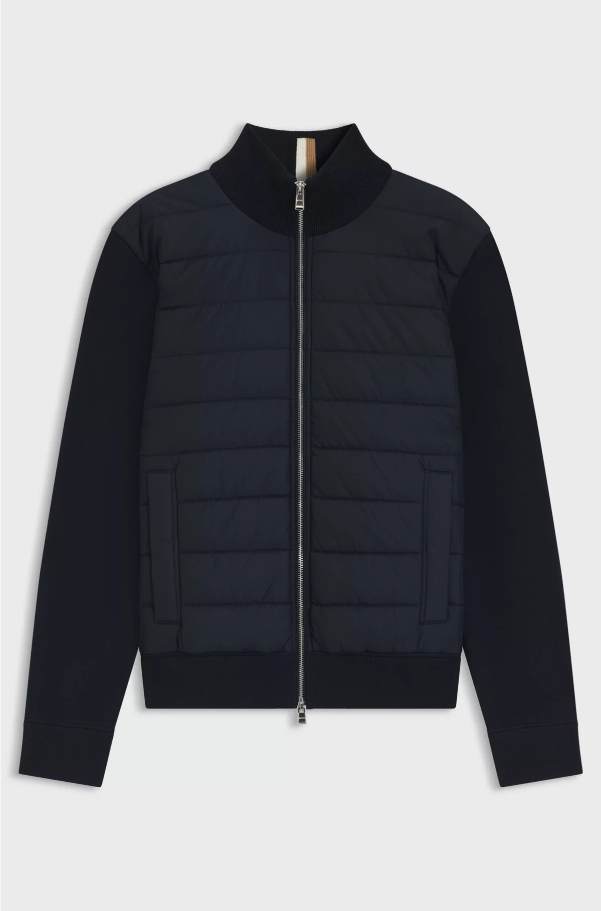 Mixed-material jacket with padded front