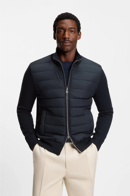 Mixed-material jacket with padded front