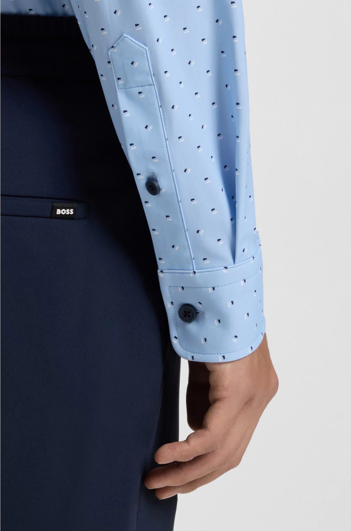 Slim-fit shirt in printed performance-stretch jersey